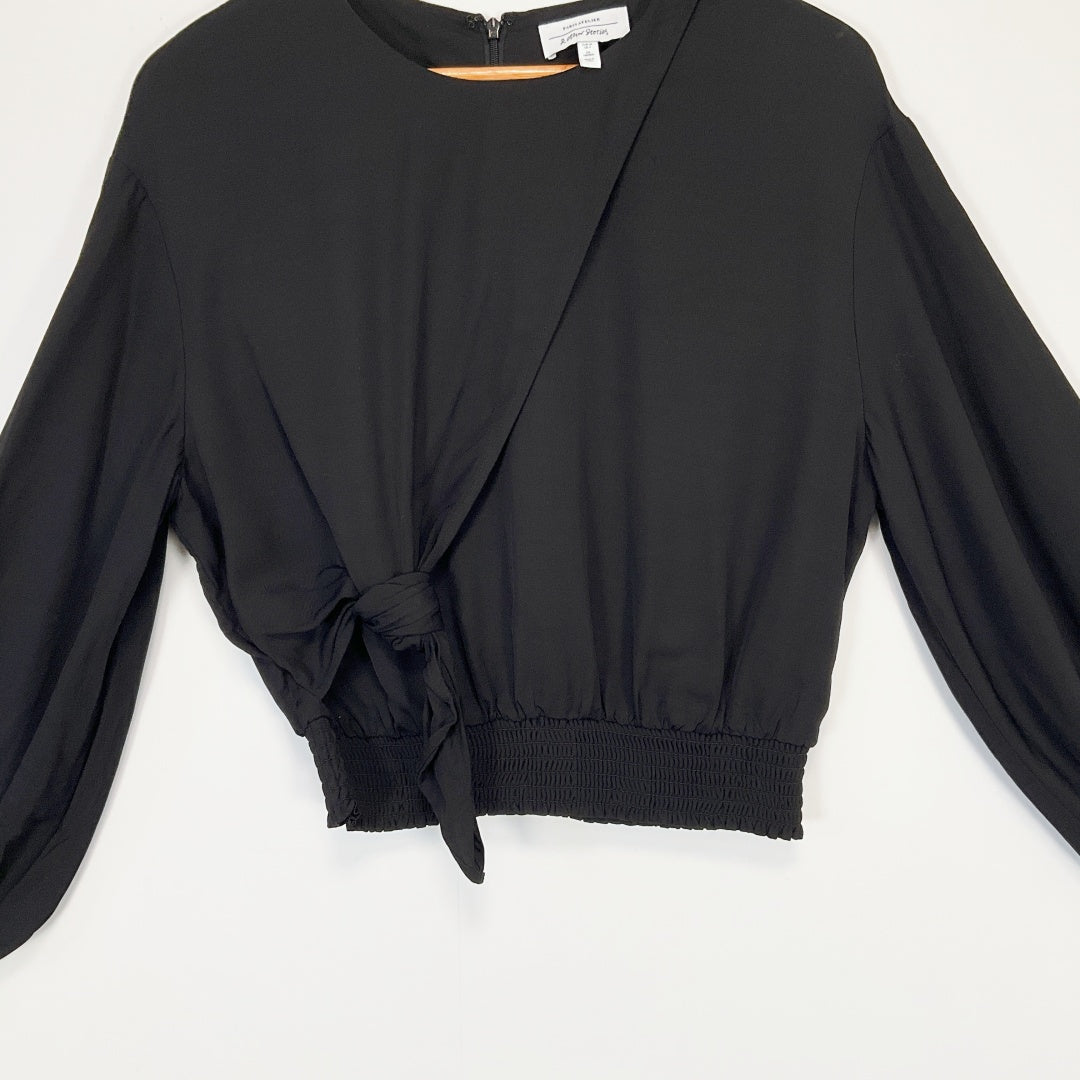 PARISATELIER - Tie Front Long Sleeve Top - Black - Size EUR 34