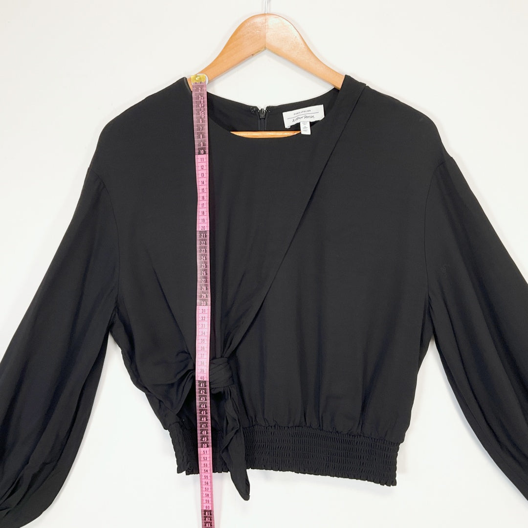 PARISATELIER - Tie Front Long Sleeve Top - Black - Size EUR 34