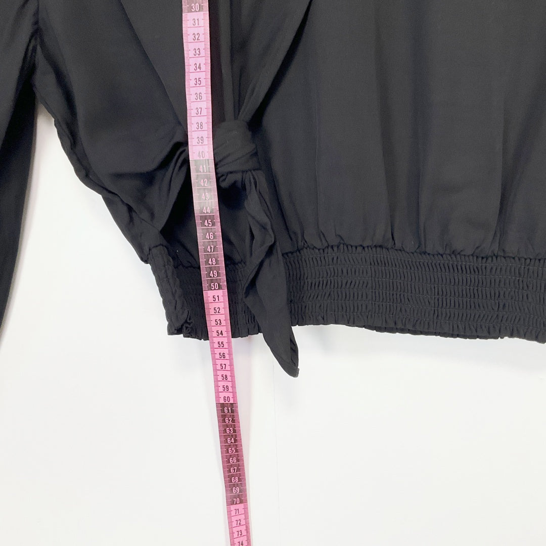 PARISATELIER - Tie Front Long Sleeve Top - Black - Size EUR 34