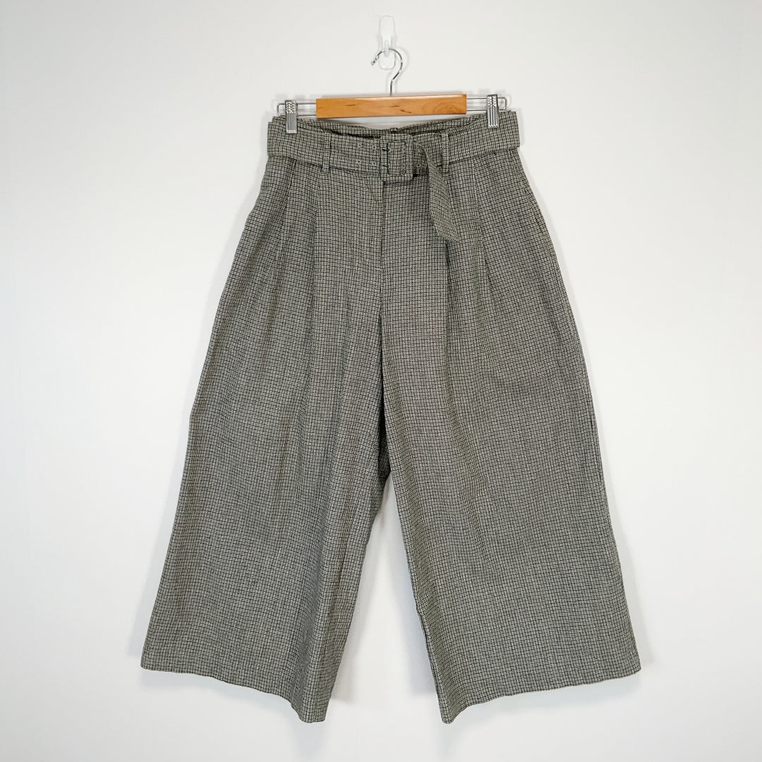 MAX - Wide Leg Linen Blend Pants - Grey - Size 10