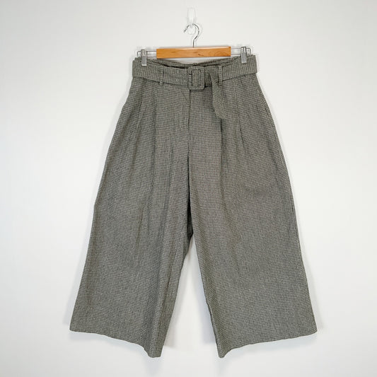 MAX - Wide Leg Linen Blend Pants - Grey - Size 10