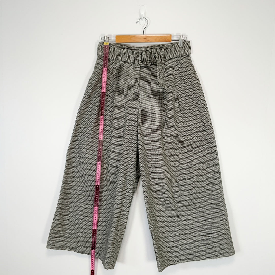 MAX - Wide Leg Linen Blend Pants - Grey - Size 10