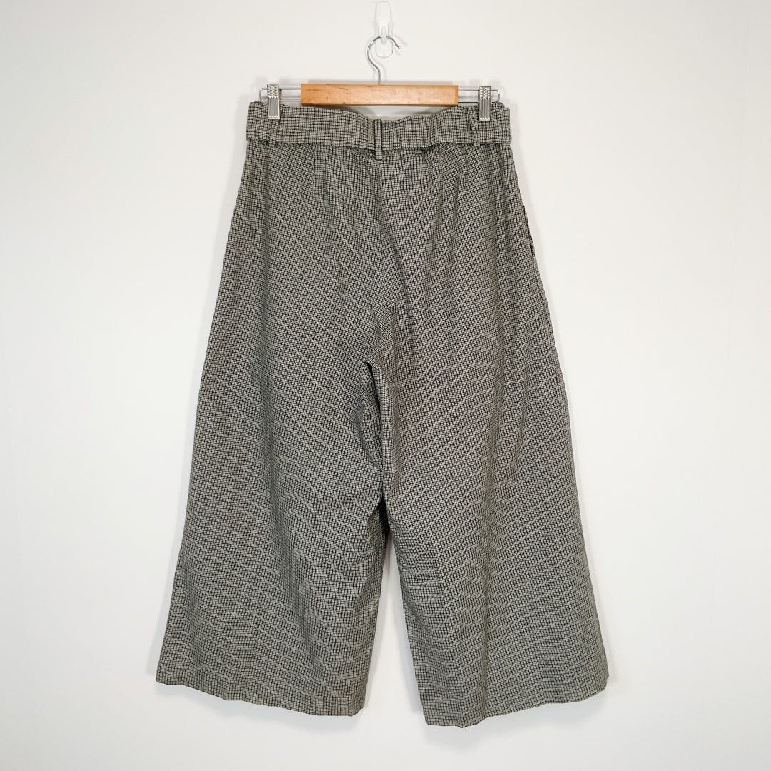 MAX - Wide Leg Linen Blend Pants - Grey - Size 10