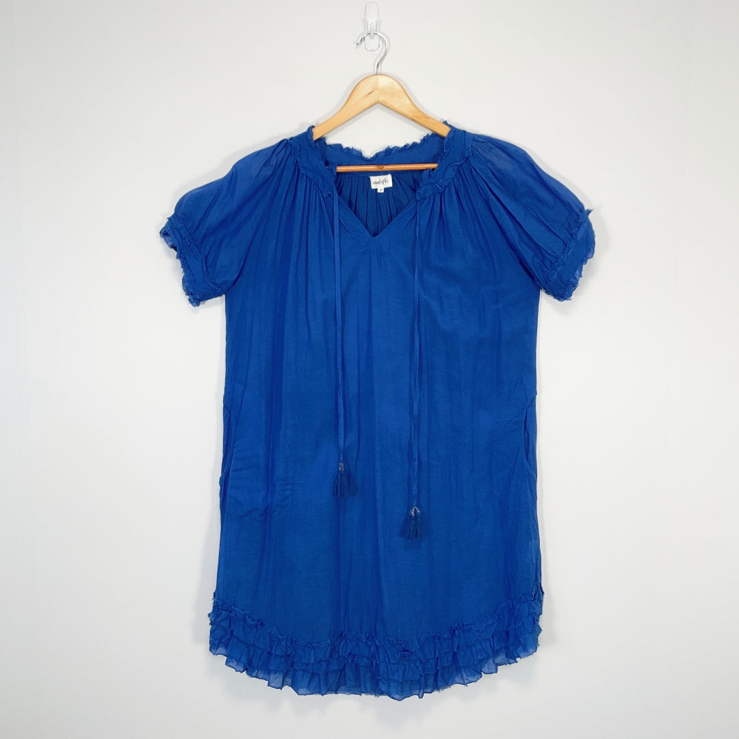 ADRIFT - Blue Cotton & Silk Dress - Size S