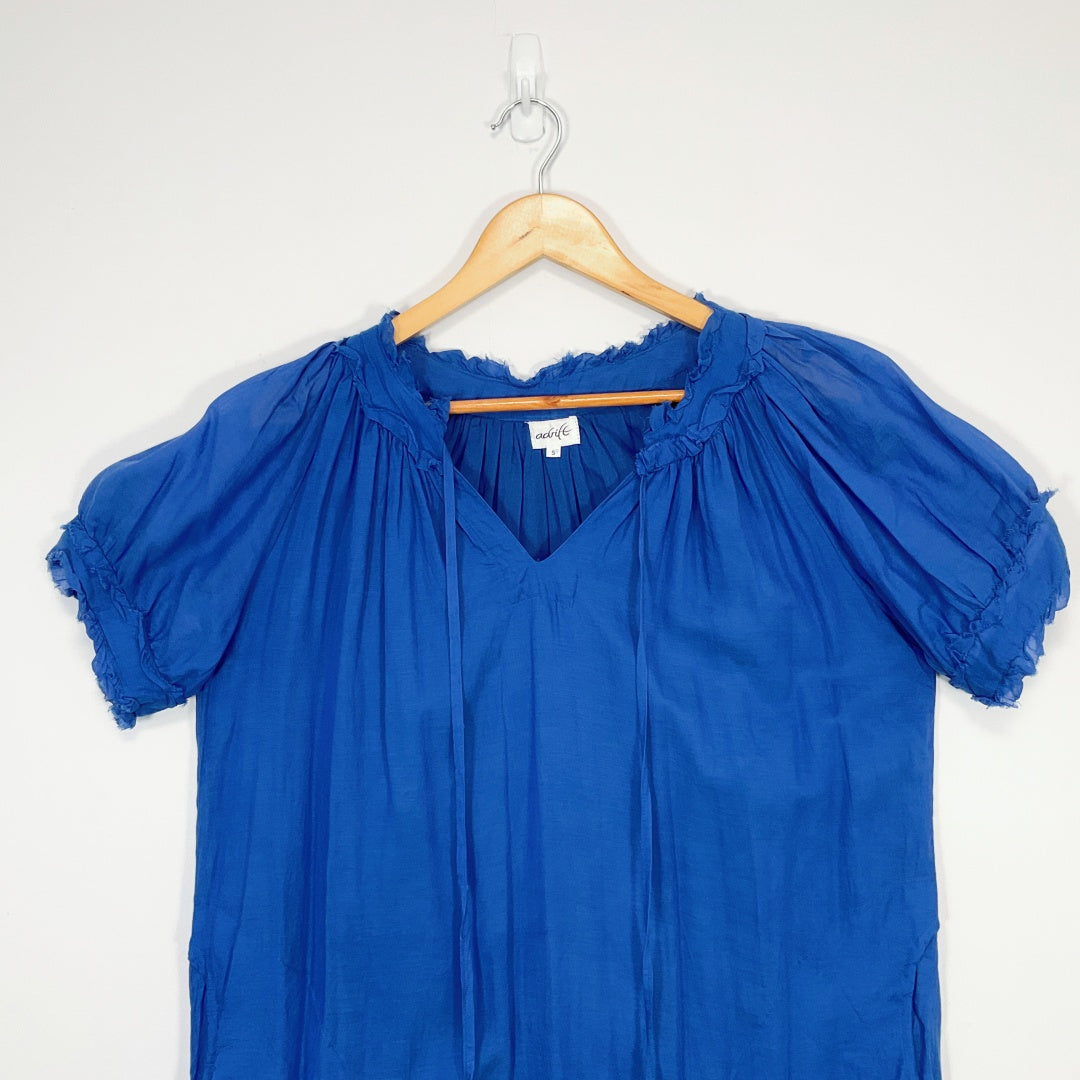ADRIFT - Blue Cotton & Silk Dress - Size S