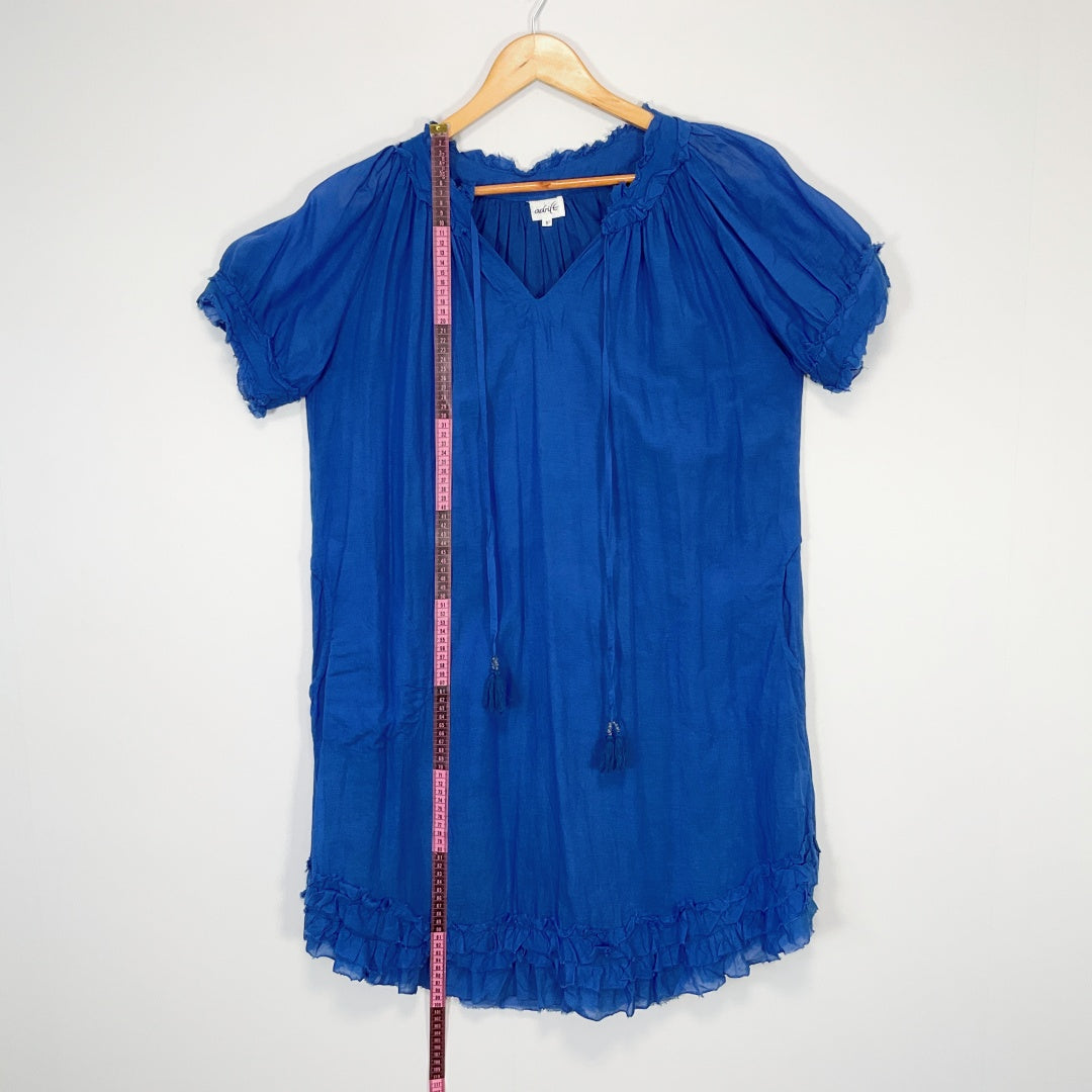 ADRIFT - Blue Cotton & Silk Dress - Size S