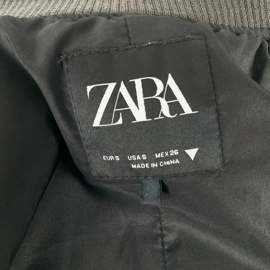 ZARA - Faux Leather Bomber Jacket - Dark Brown - Size S