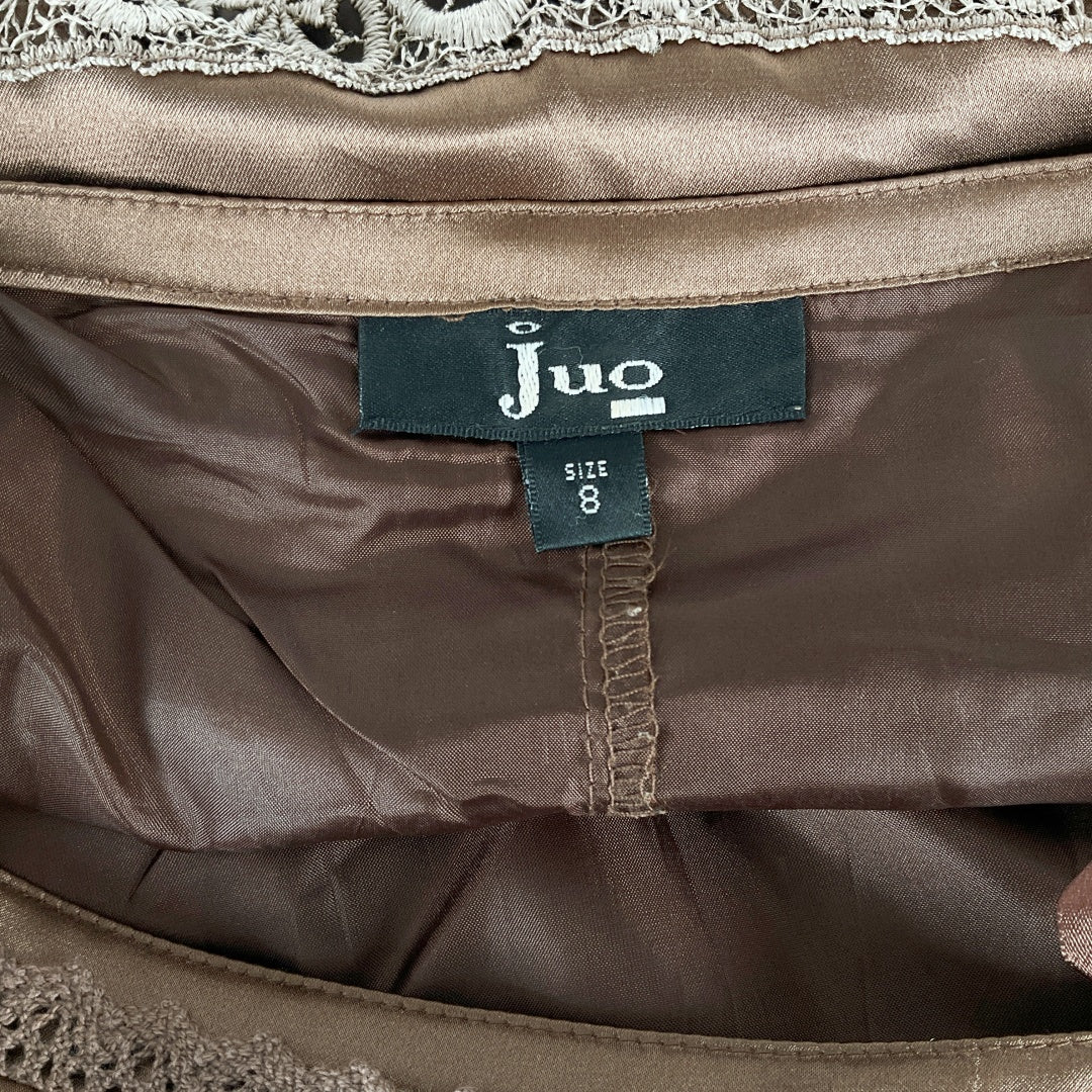 JUO - Vintage Style Panelled Midi Skirt - Brown - Size 8