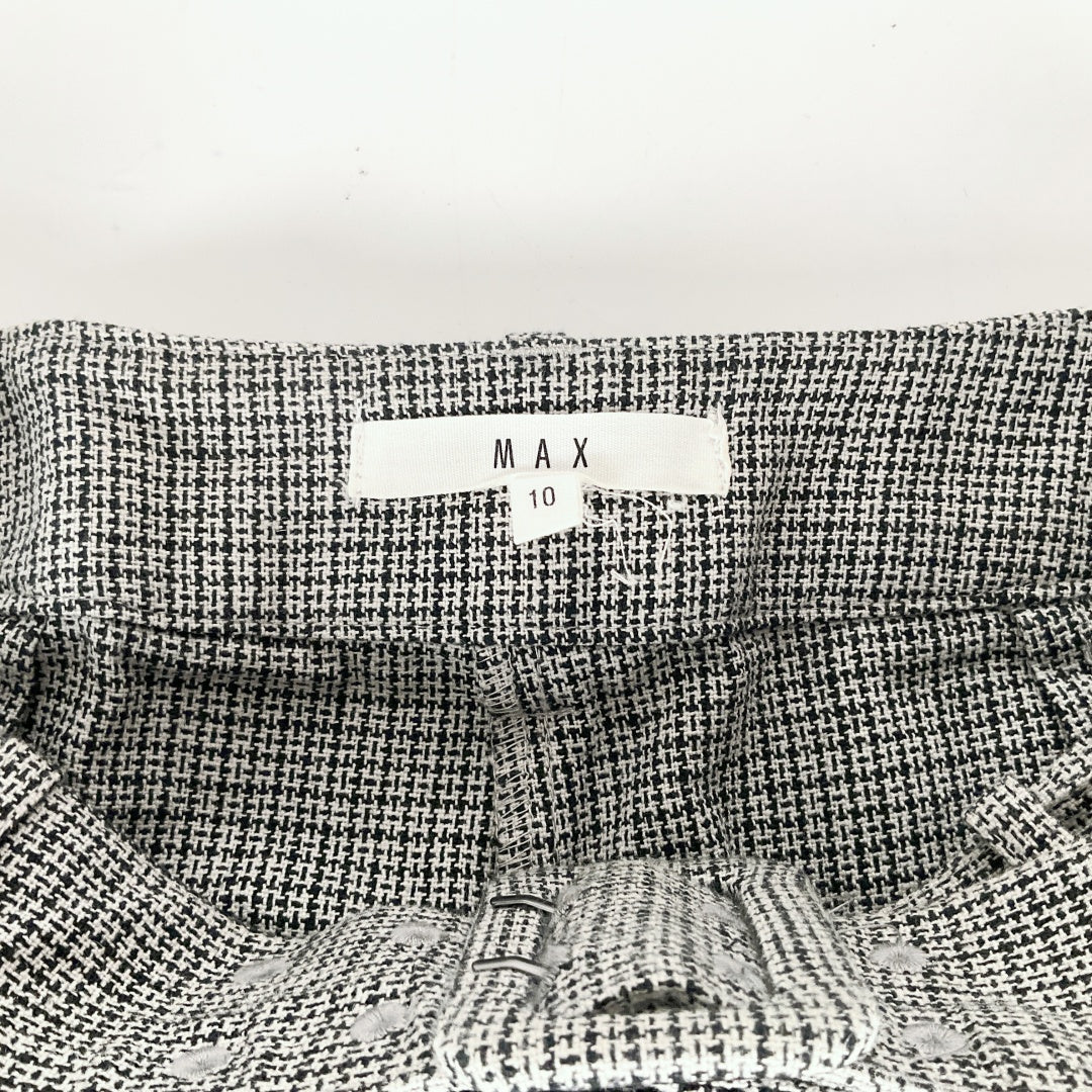 MAX - Wide Leg Linen Blend Pants - Grey - Size 10