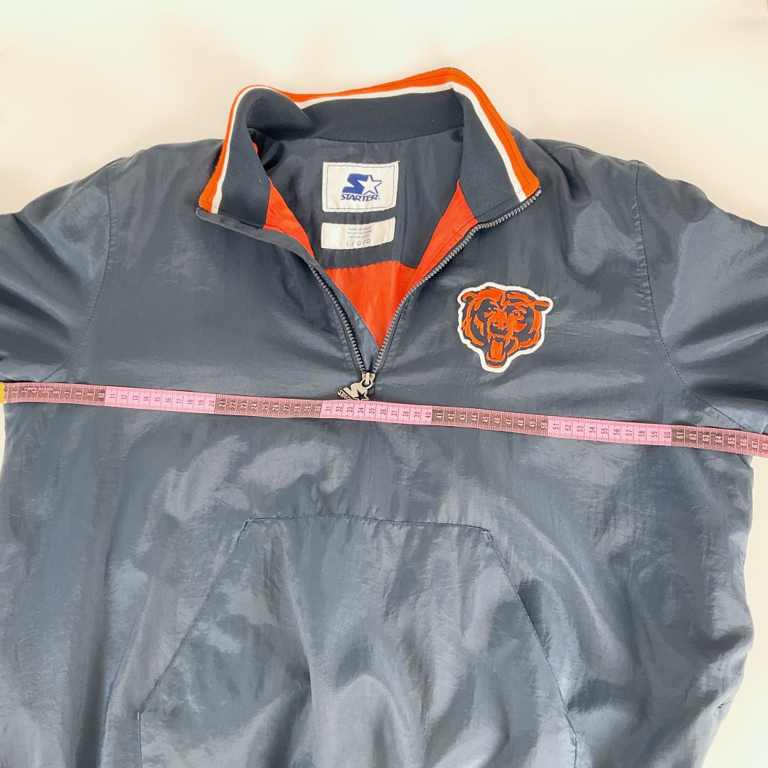 STARTER - Chicago Bears Half-Zip Windbreaker Jacket - Navy - Size L