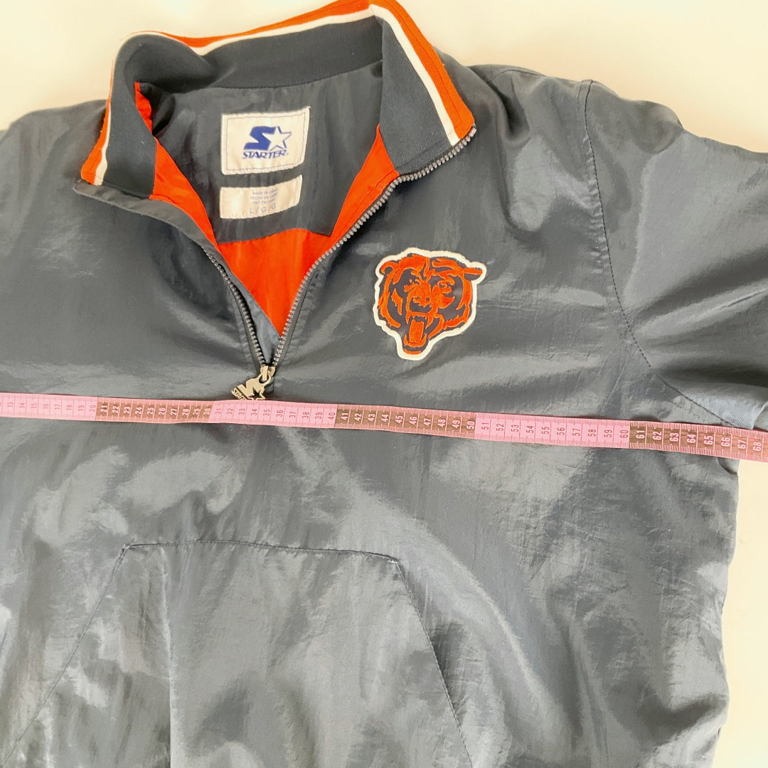 STARTER - Chicago Bears Half-Zip Windbreaker Jacket - Navy - Size L