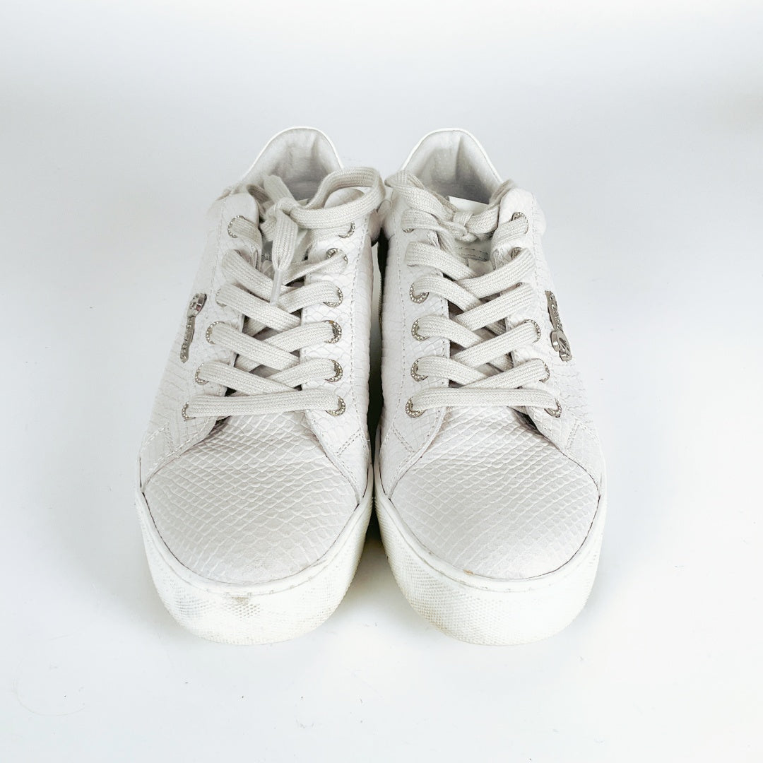 Deuce - Women's Grey Leather Sneakers with Glitter Detail