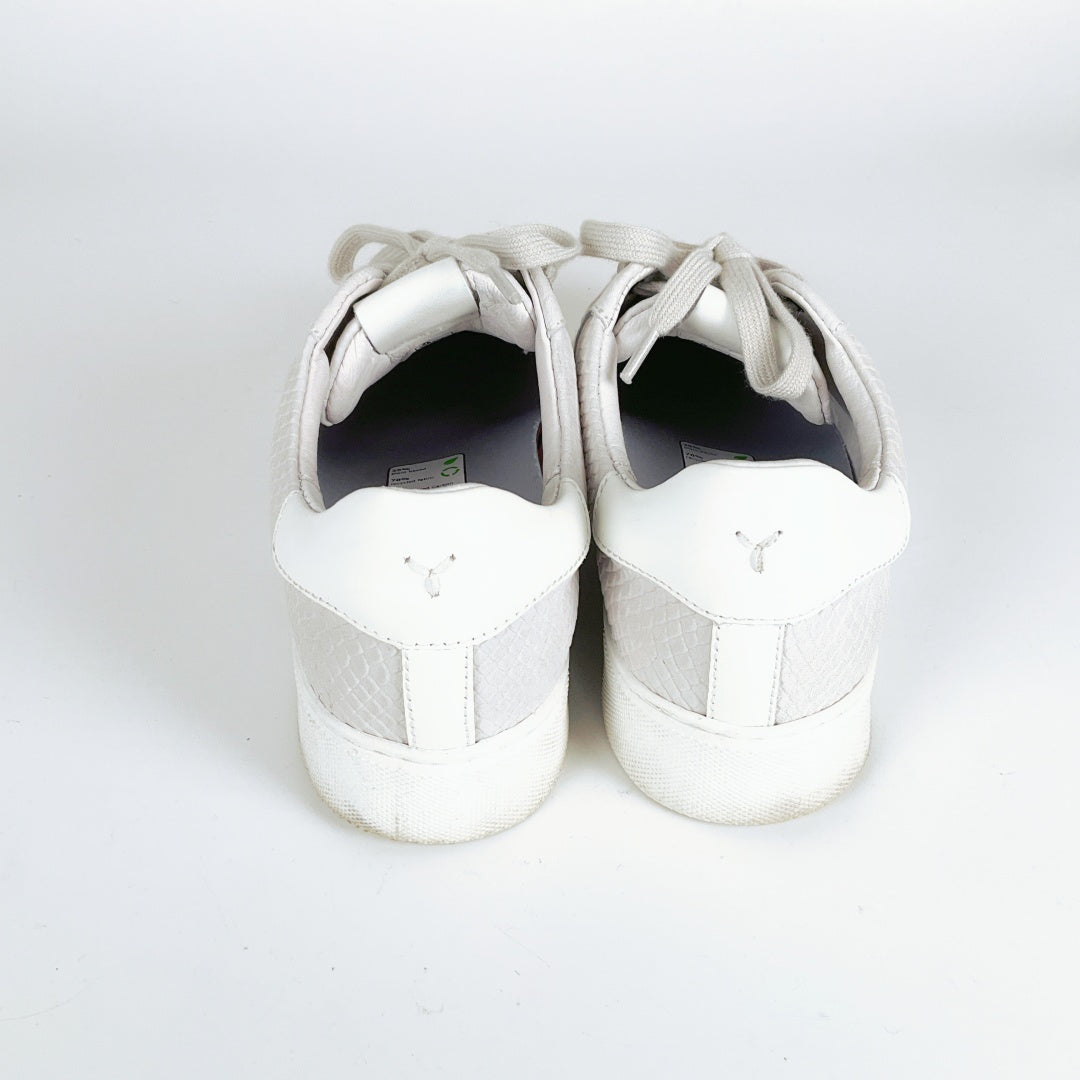 Deuce - Women's Grey Leather Sneakers with Glitter Detail
