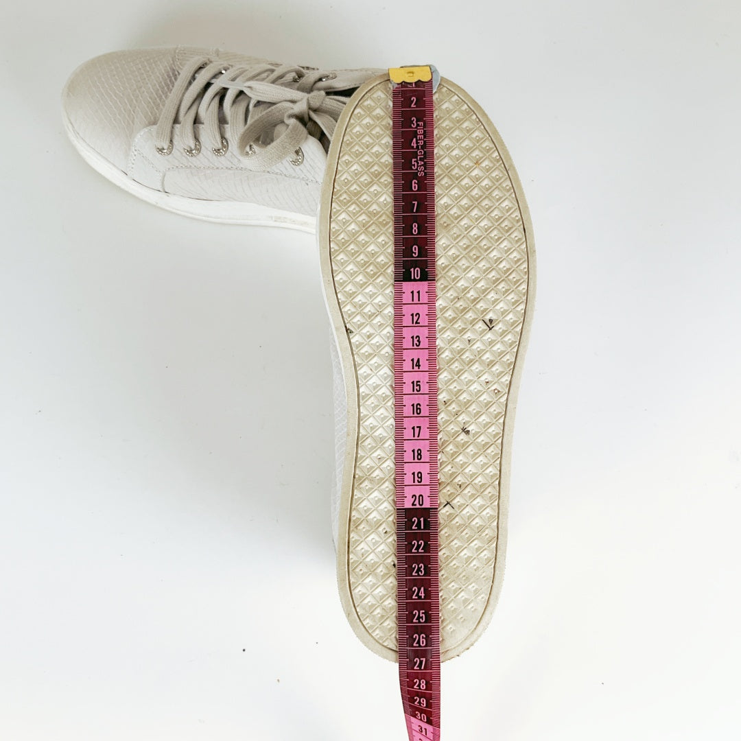 Deuce - Women's Grey Leather Sneakers with Glitter Detail