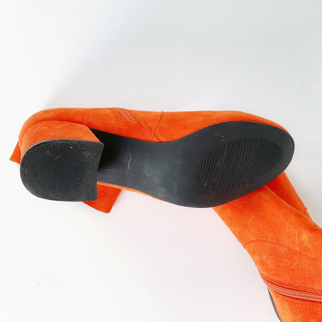 Los Cabos - Stevie Orange Suede Zip-Up Boots