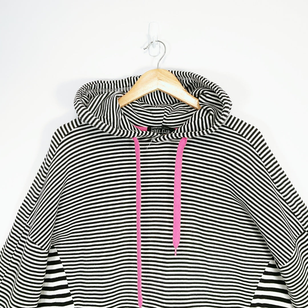 Shine On - Black and White Stripe Hoodie