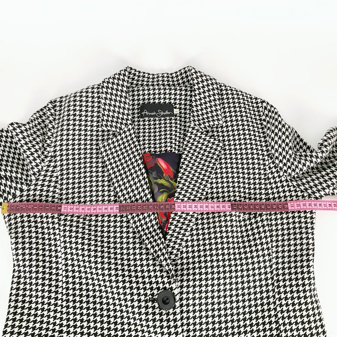 Annah Stretton - Black & White Houndstooth Floral Embroidered Coat