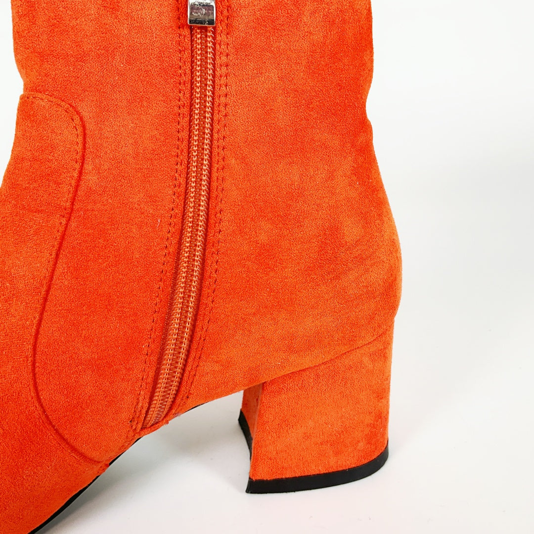 Los Cabos - Stevie Orange Suede Zip-Up Boots