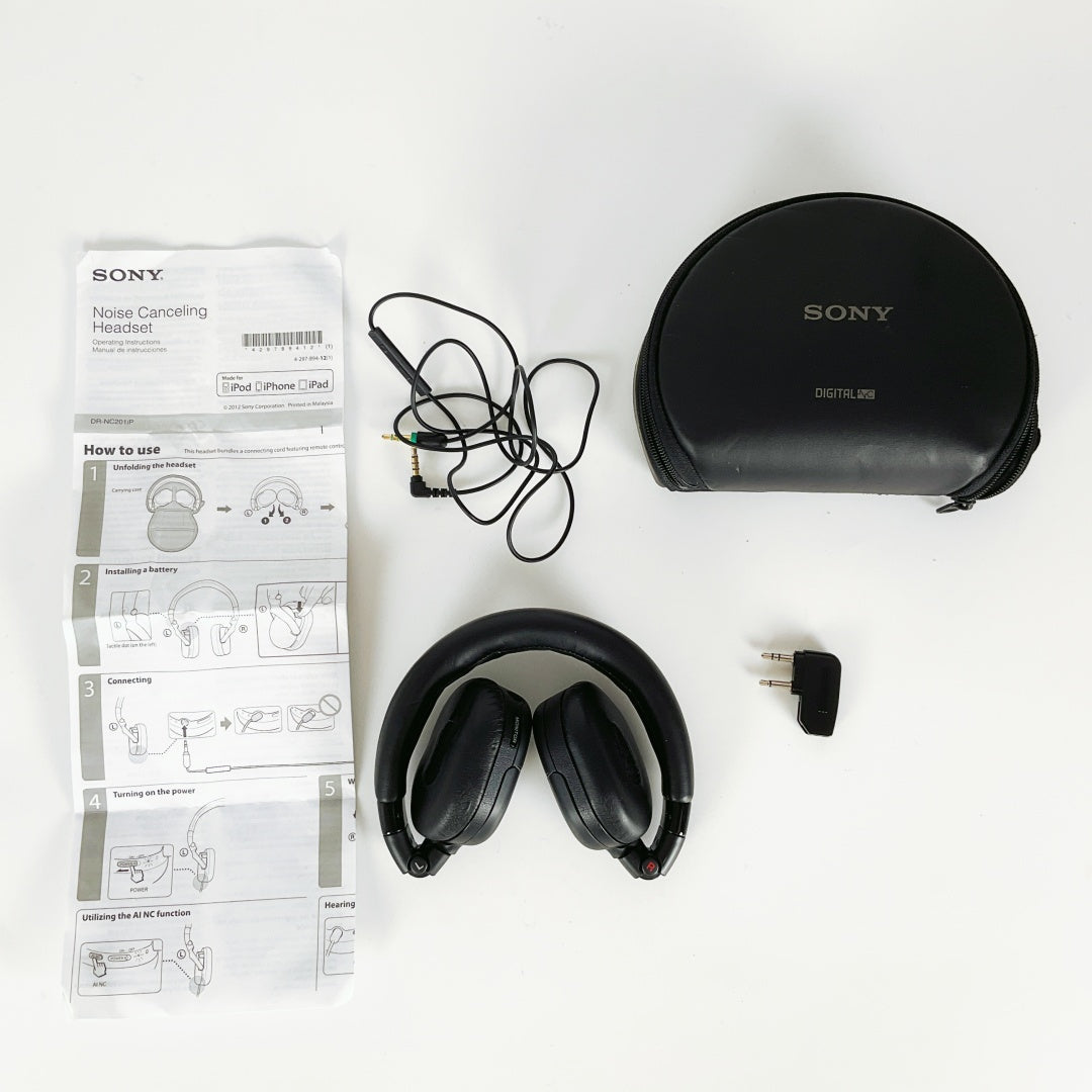 Sony DR-NC201iP Noise Cancelling Headphones with Case & Accessories