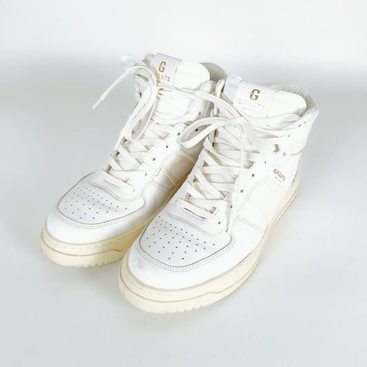 GREATS Brooklyn White Sneakers – US Men's Size 9 – PU Leather & Suede