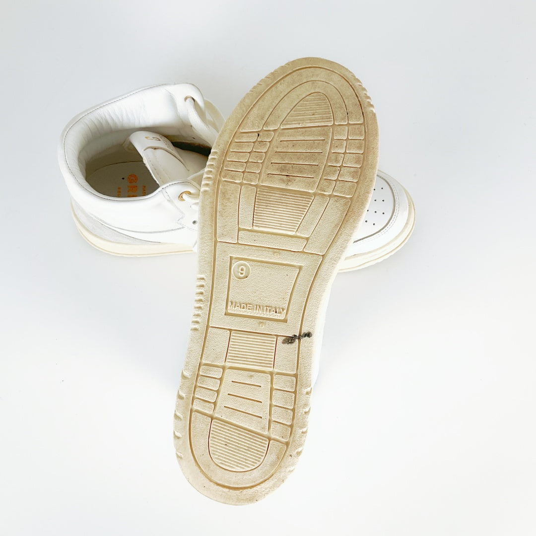 GREATS Brooklyn White Sneakers – US Men's Size 9 – PU Leather & Suede