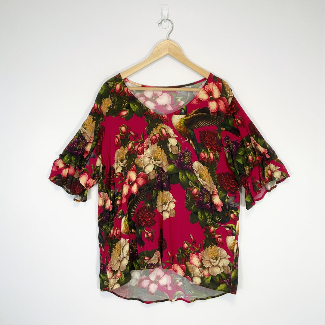 Annah Stretton - Floral & Bird Print Blouse