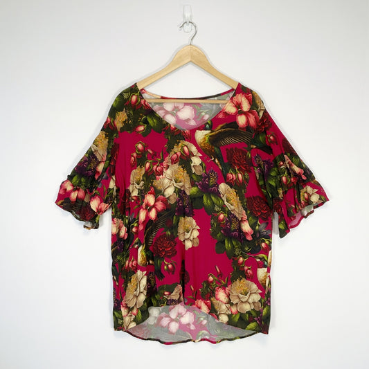 Annah Stretton - Floral & Bird Print Blouse