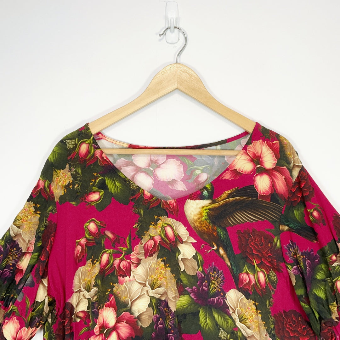 Annah Stretton - Floral & Bird Print Blouse