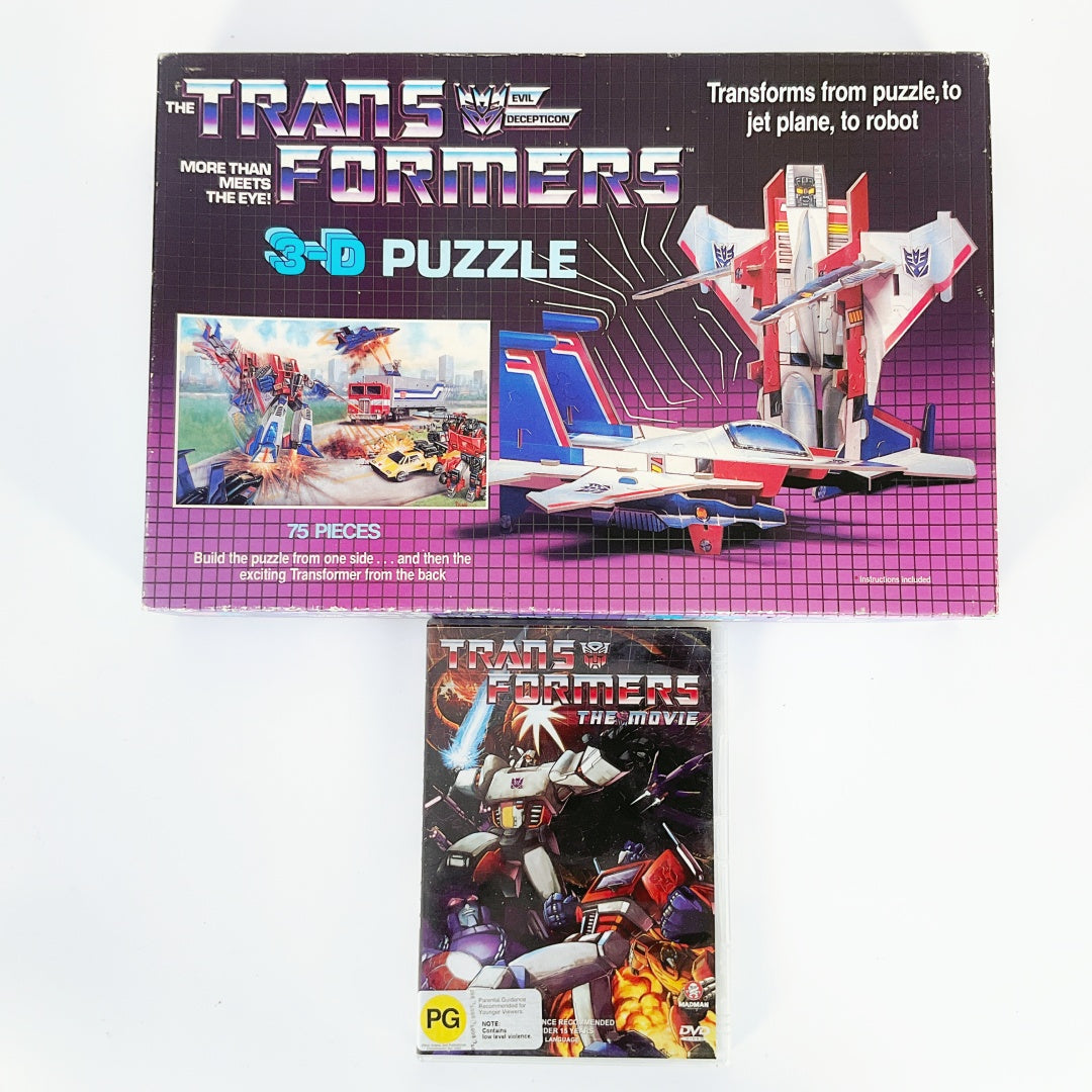 Vintage 1985 Transformers 3D Puzzle + Transformers Movie DVD