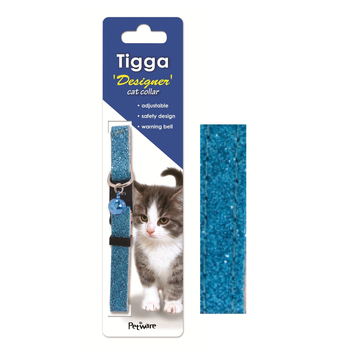 Tigga Glitter Cat Collar Blue