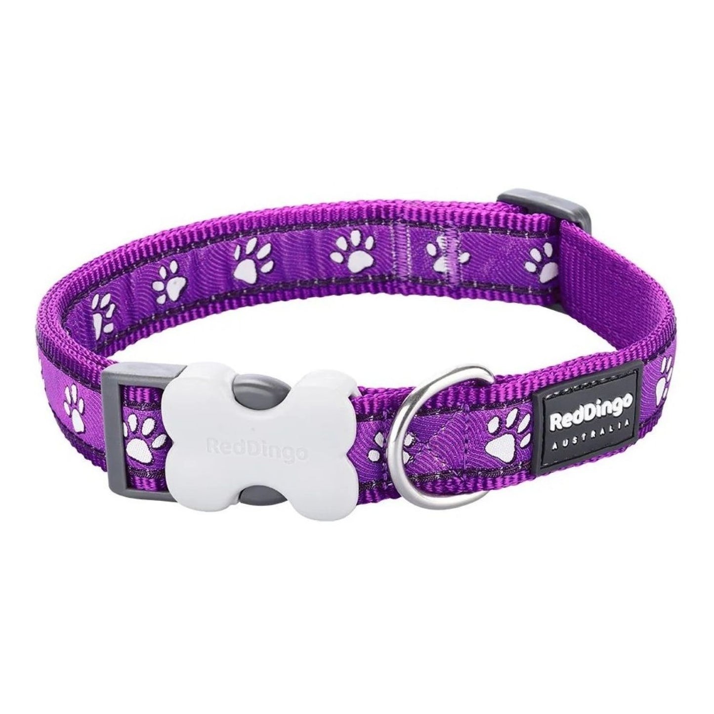 Red Dingo Dog Collar Desert Pawprints Purple 25mm