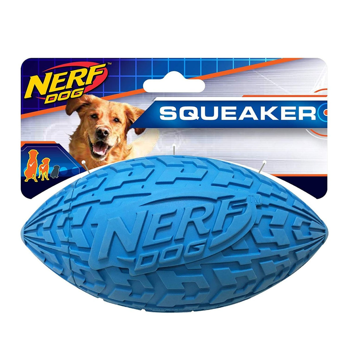 Nerf Tire Squeaker Football Blue 15cm