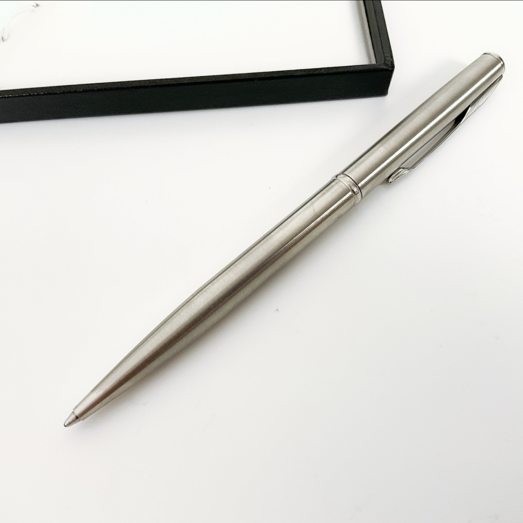PARKER - Twist Ballpoint Polished Silver Pen - Black Ink