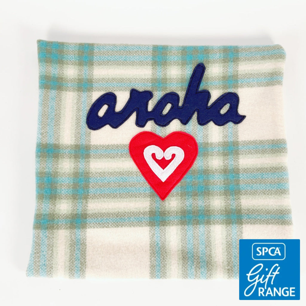 Artearoa - Aroha Cushion Cover - Aqua & Blue Check