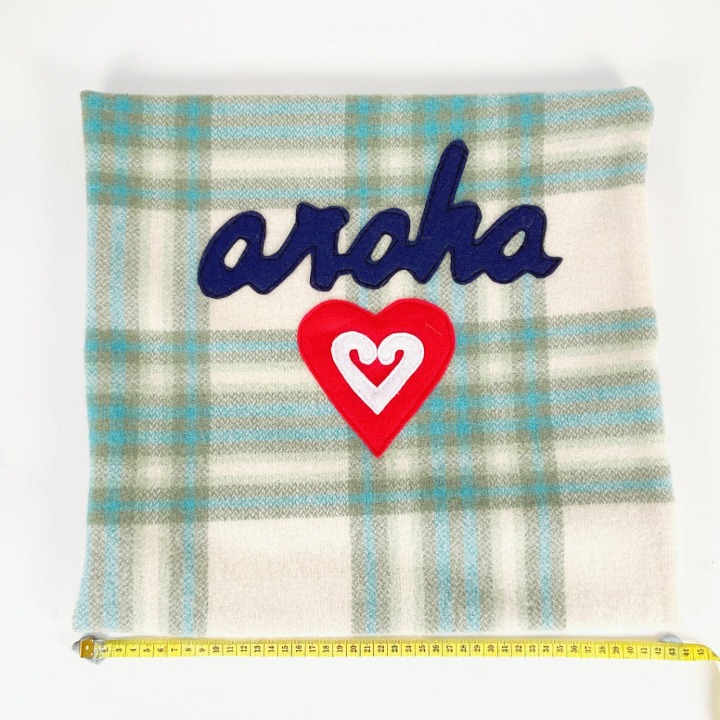 Artearoa - Aroha Cushion Cover - Aqua & Blue Check