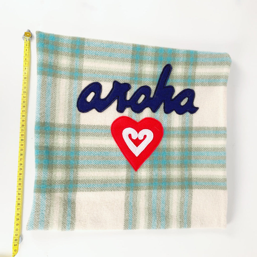 Artearoa - Aroha Cushion Cover - Aqua & Blue Check