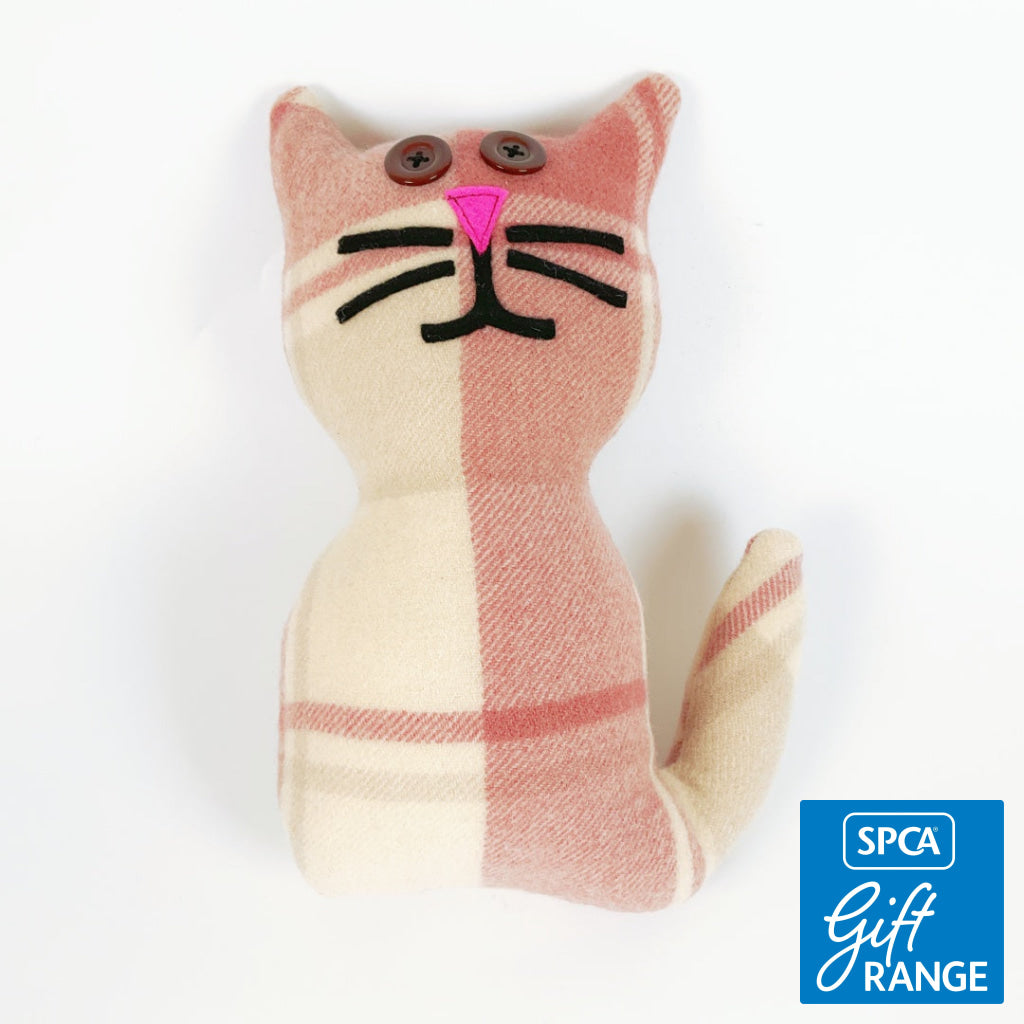 Artearoa – Blanket Cat – Mauve Neutral Check