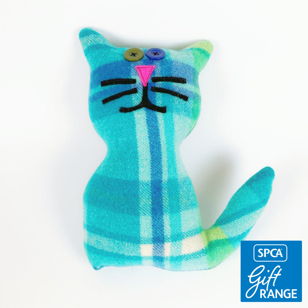Artearoa – Blanket Cat – Teal Check