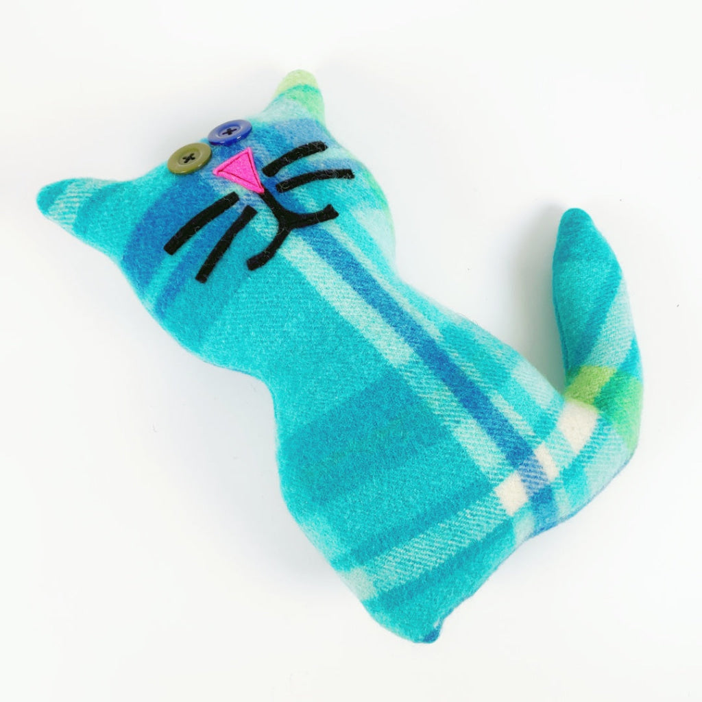 Artearoa – Blanket Cat – Teal Check