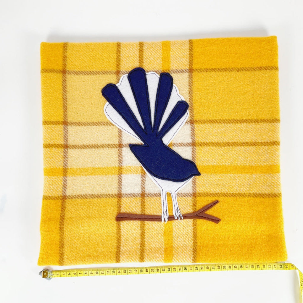 Artearoa - Fantail Cushion Cover - Golden Yellow Check