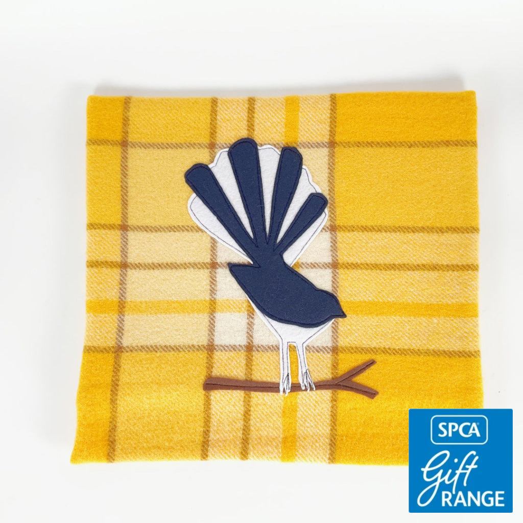 Artearoa - Fantail Cushion Cover - Golden Yellow Check