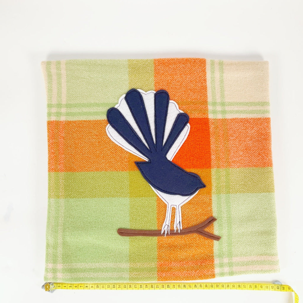 Artearoa - Fantail Cushion Cover - Lime & Orange Check