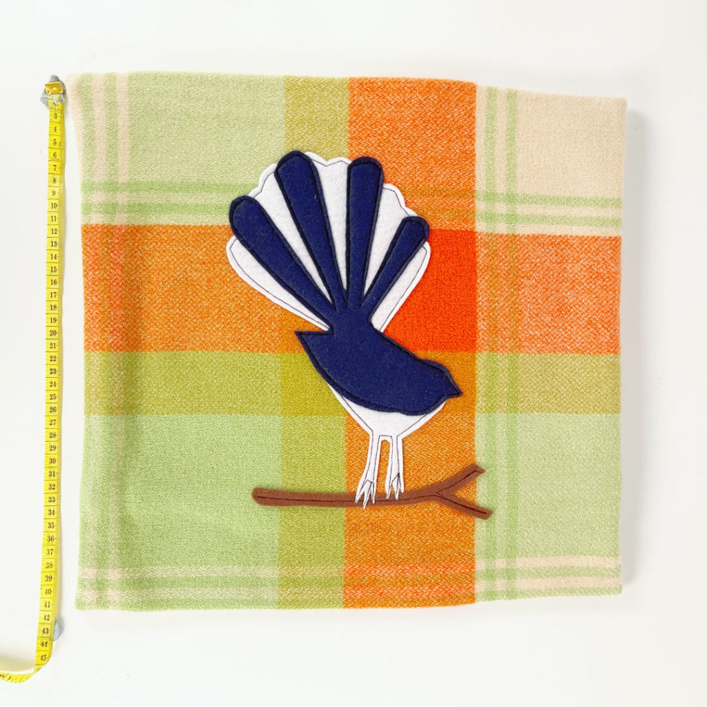 Artearoa - Fantail Cushion Cover - Lime & Orange Check
