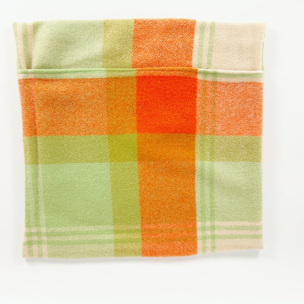 Artearoa - Fantail Cushion Cover - Lime & Orange Check