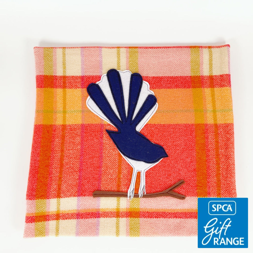 Artearoa - Fantail Cushion Cover - Pink & Orange Check
