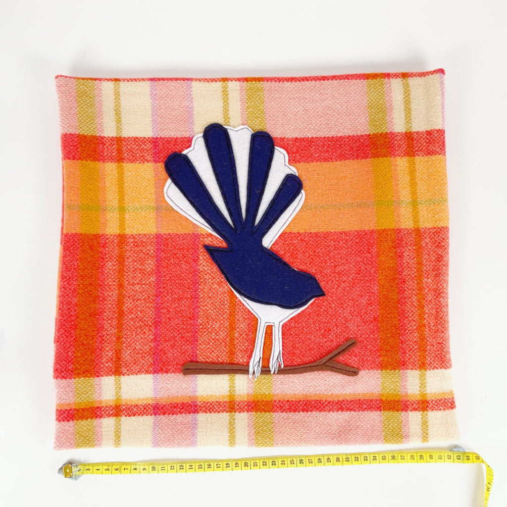 Artearoa - Fantail Cushion Cover - Pink & Orange Check