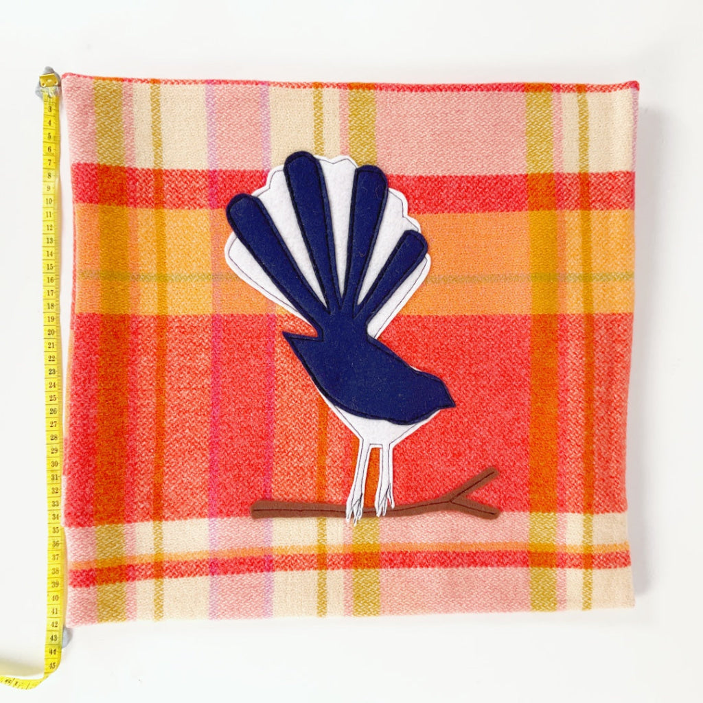 Artearoa - Fantail Cushion Cover - Pink & Orange Check
