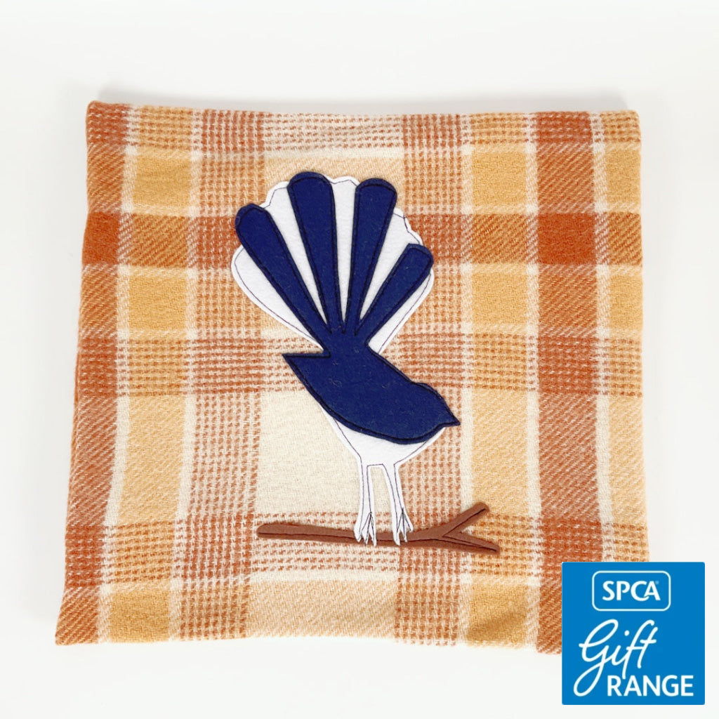 Artearoa - Fantail Cushion Cover - Rust & Cream Check