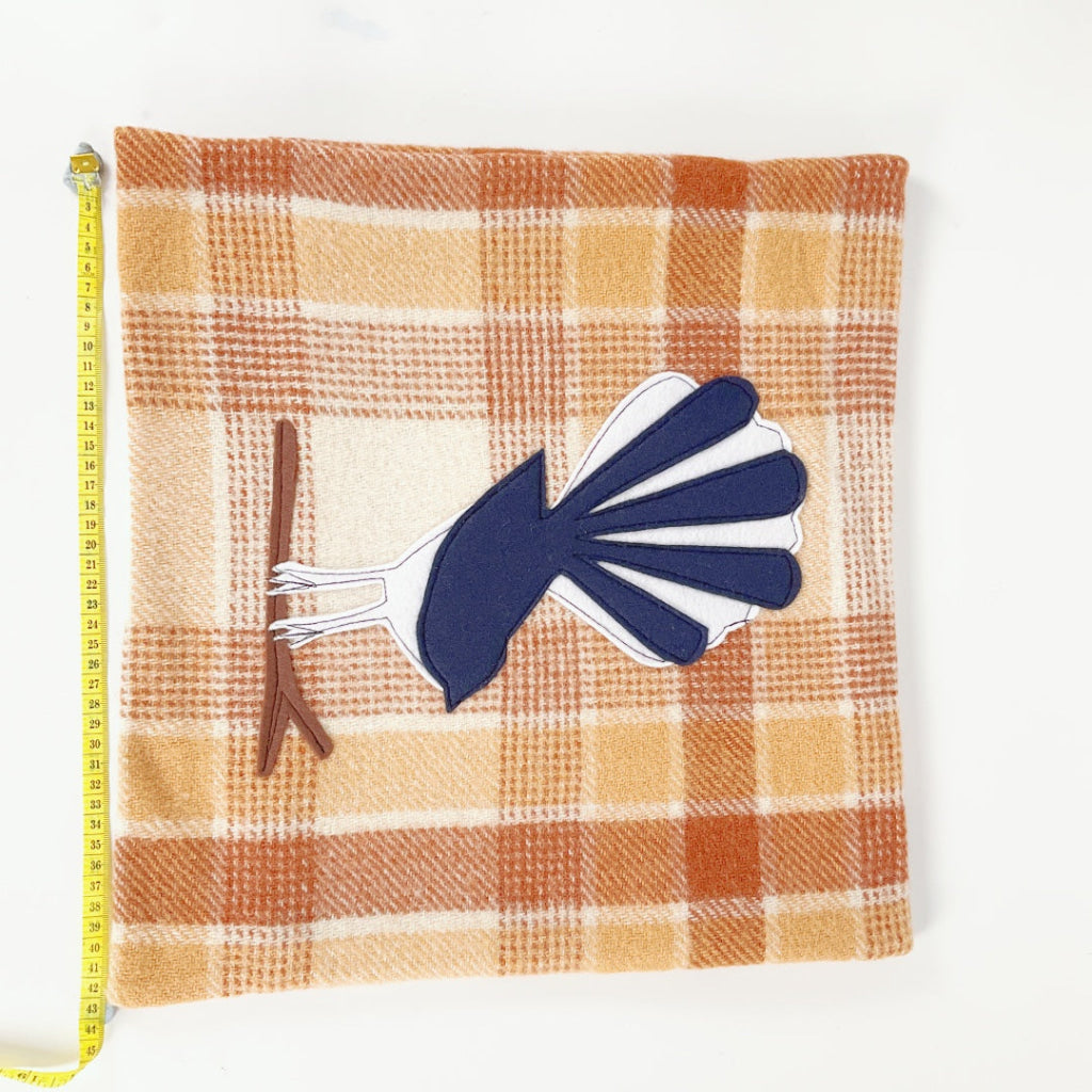 Artearoa - Fantail Cushion Cover - Rust & Cream Check