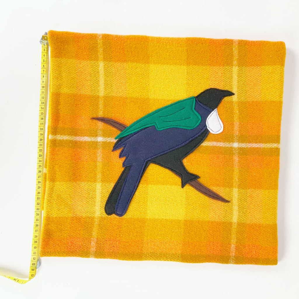 Artearoa - Tui Cushion Cover - Golden Yellow Check